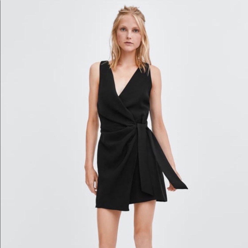 Zara cross surplice wrap dress O-Ring asymmetrical